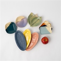 世界に一つだけ　「たたら技法」で作った手作り陶器セット（シチュエーションに合わせ５セット）